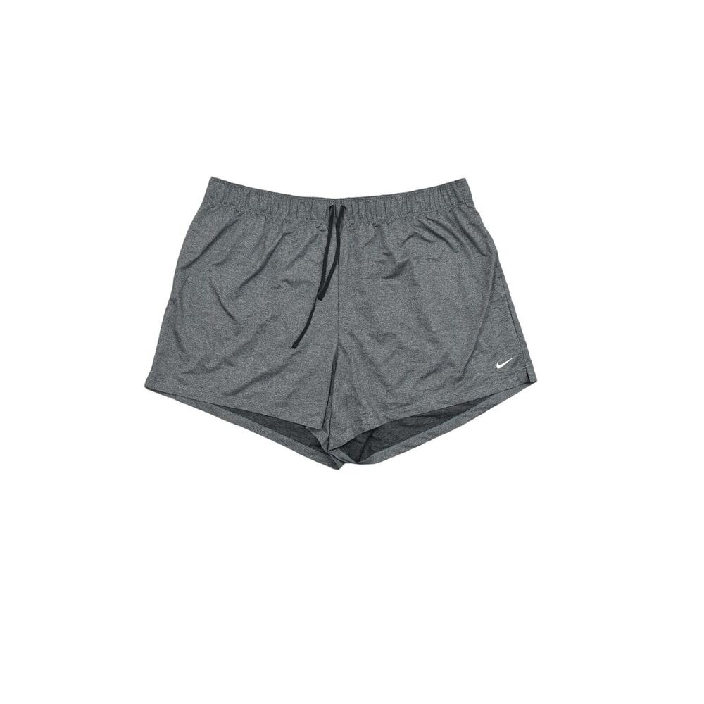 Nike Women's Gray Athletic Shorts 2X Polyester Gym Run Dri Fit Pockets